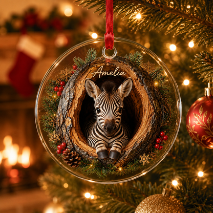 Animal Glass Ornament Tree Hollow Zebra