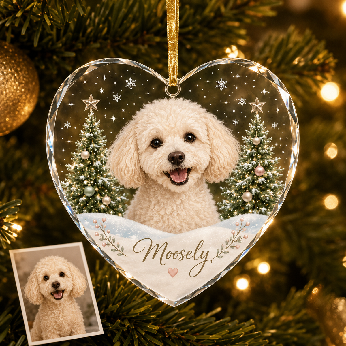 Custom Photo Dog Glass Dog With Potrait Christmas