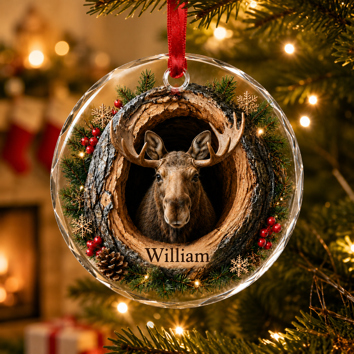 Animal Glass Ornament Tree Hollow Moose