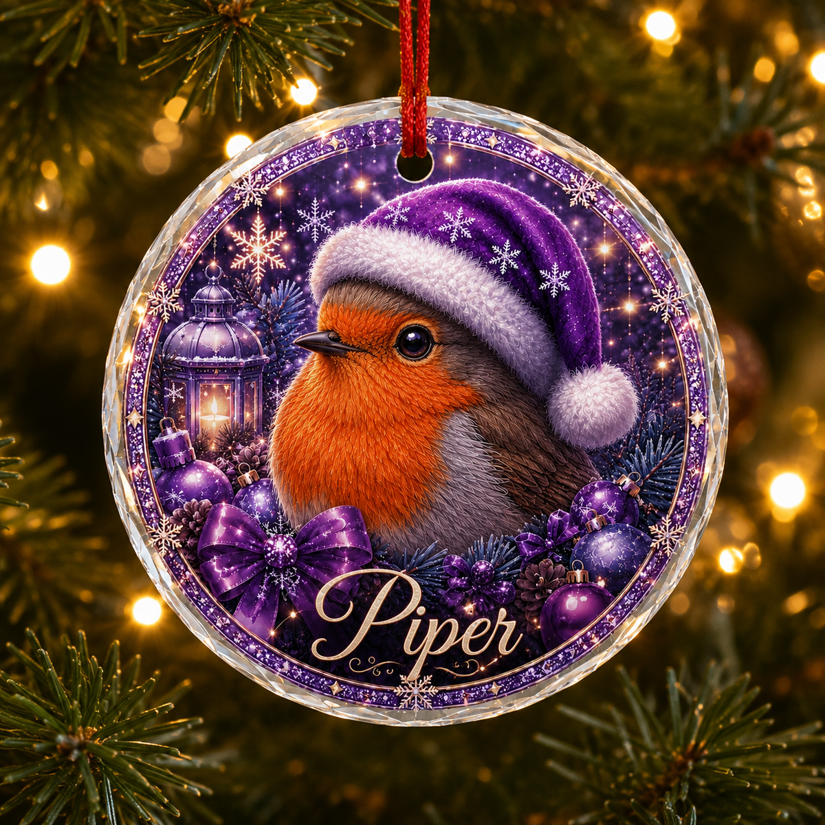 Purple Bird At Christmas Robin