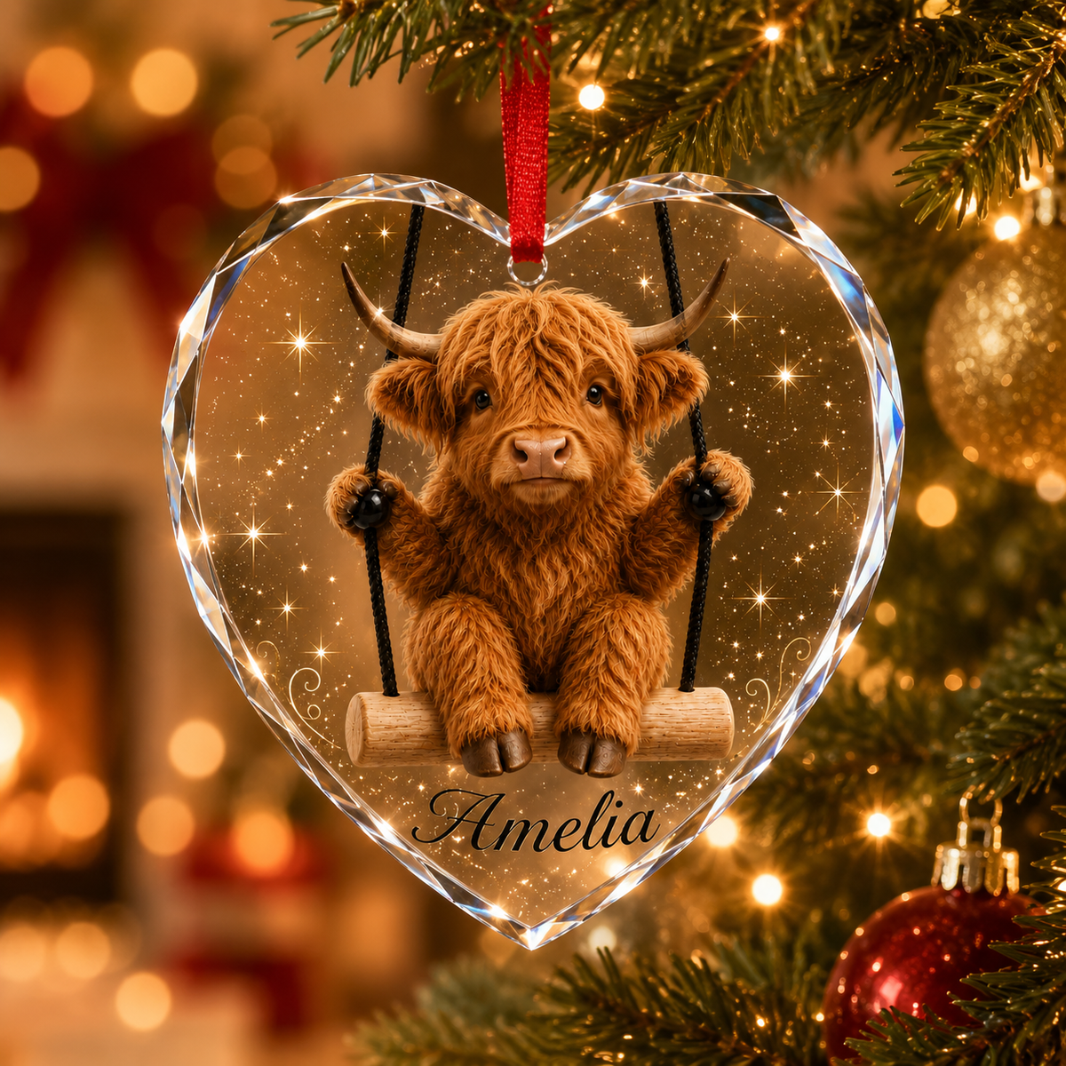 Animal Glass Ornament Highland Cow