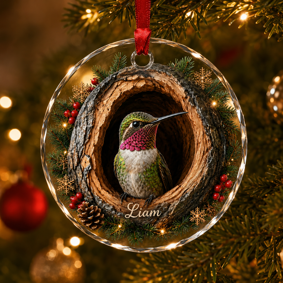 Animal Glass Ornament Tree Hollow Hummingbird