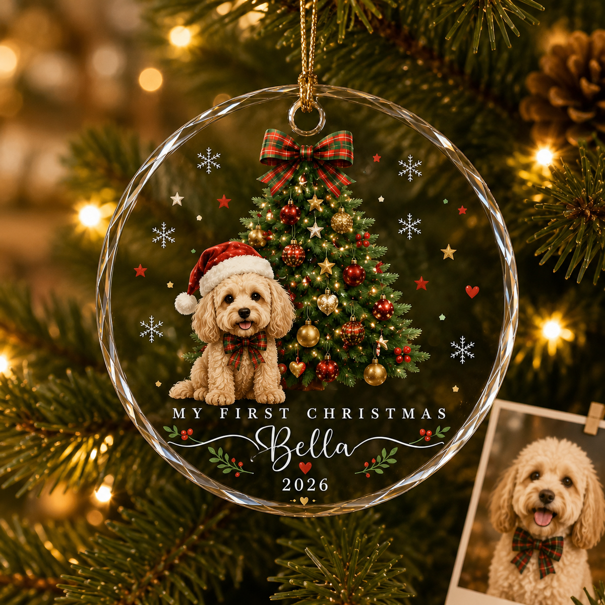 Custom Photo Dog Glass Dog With The First Christmas