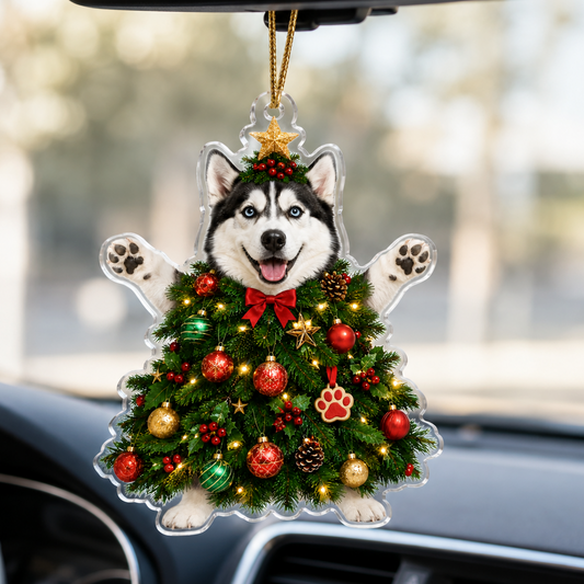 Dog Santa Tree Siberian Husky