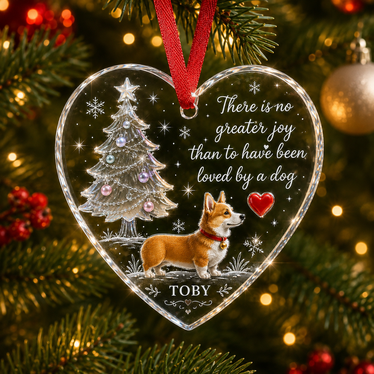 Christmas Glass Dog Corgi