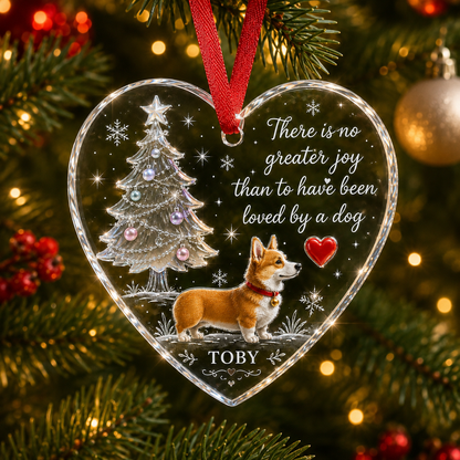 Christmas Glass Dog Corgi