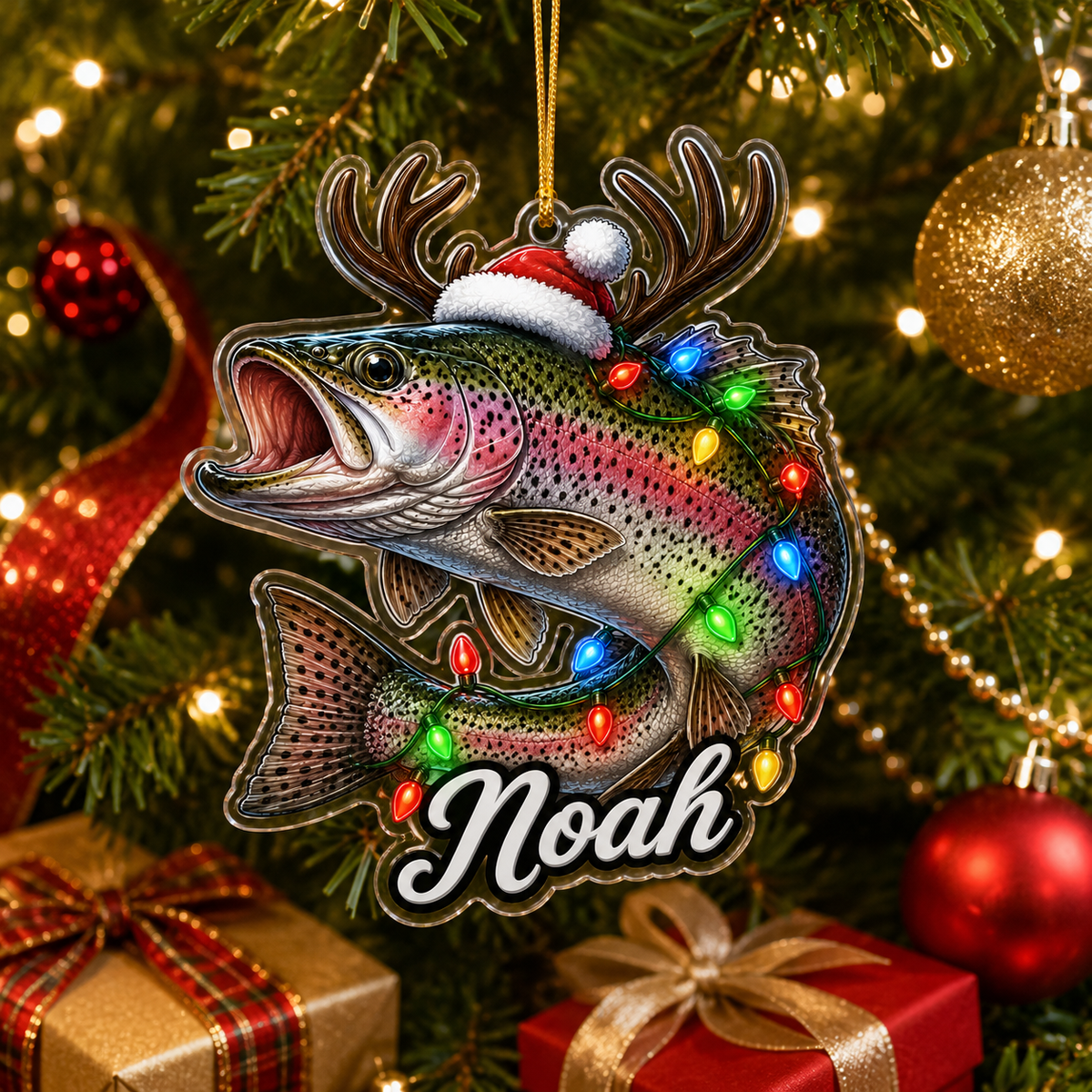 Fishing Christmas Lights Rainbow Trout Acrylic