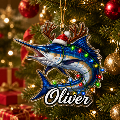 Fishing Christmas Lights Blue Marlin Acrylic