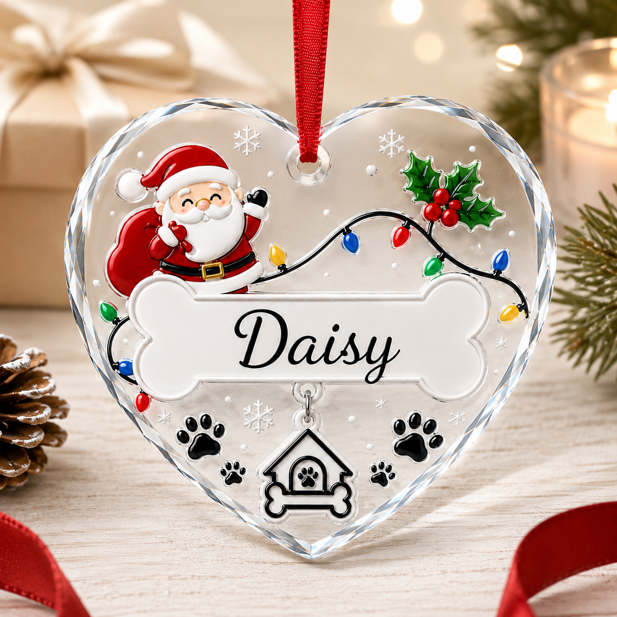 Custom Name  Dog Santa