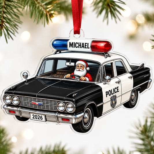 Police Santa Driving Car