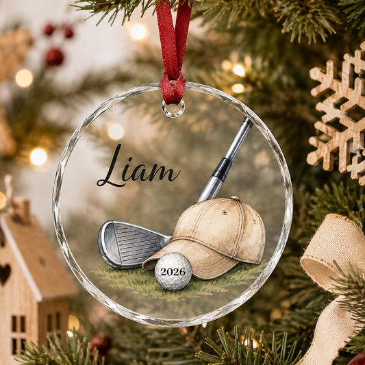 Sport Glass Ornament Golf Gear