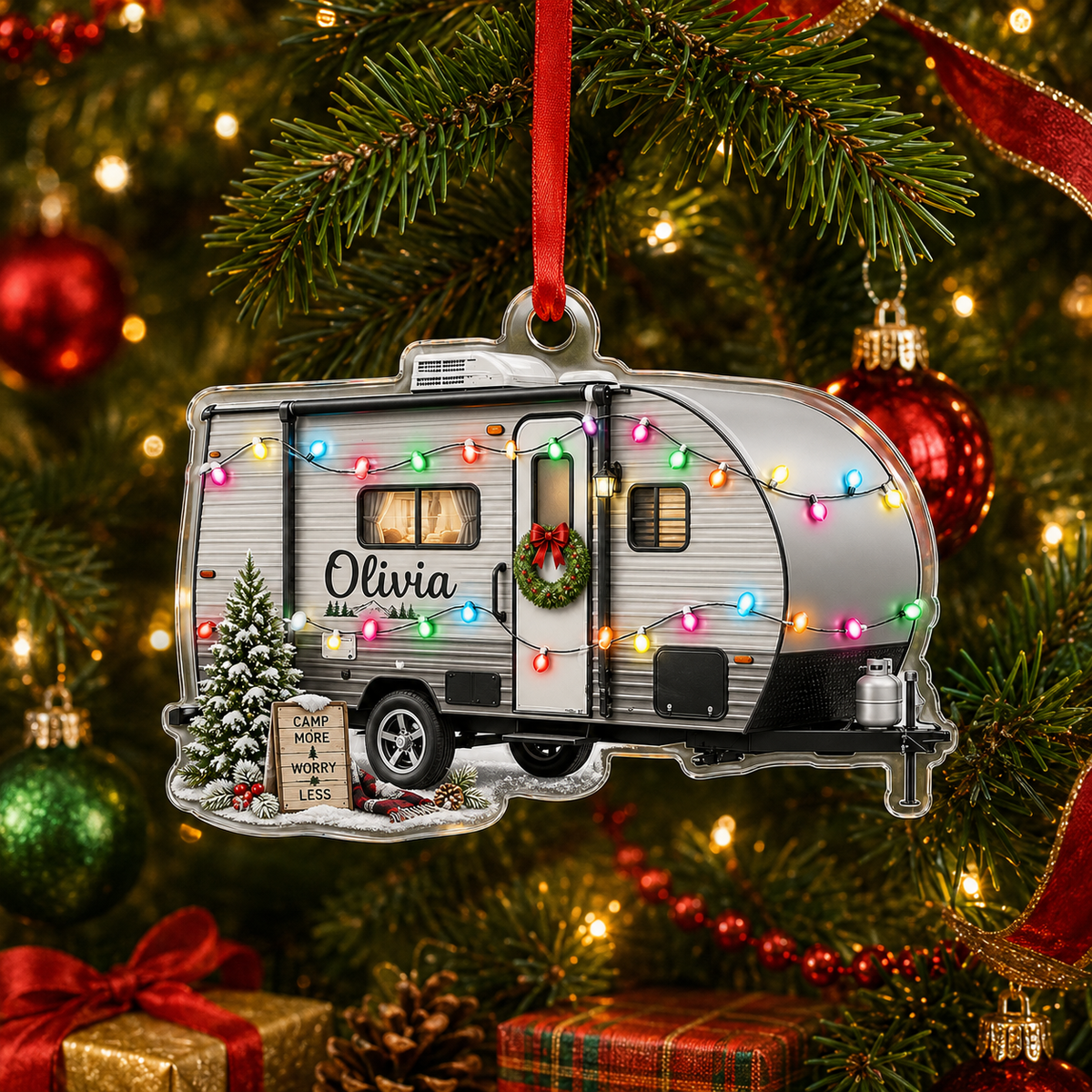 Camping Personalize Acrylic Grey Mobile Home