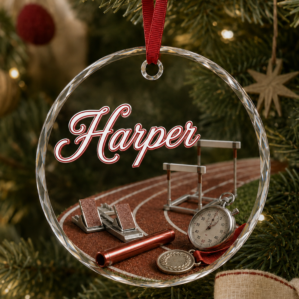 Sports Glass Ornament Track and Field