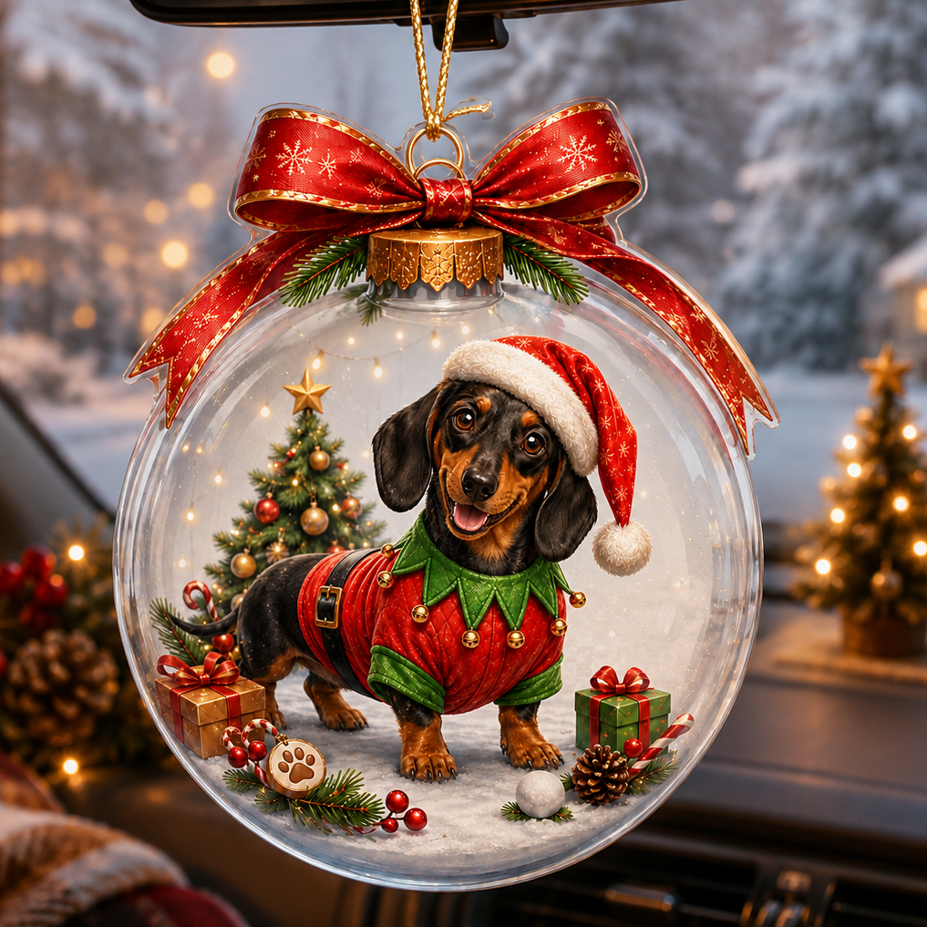 Dog Santa Bauble Ball Dachshund