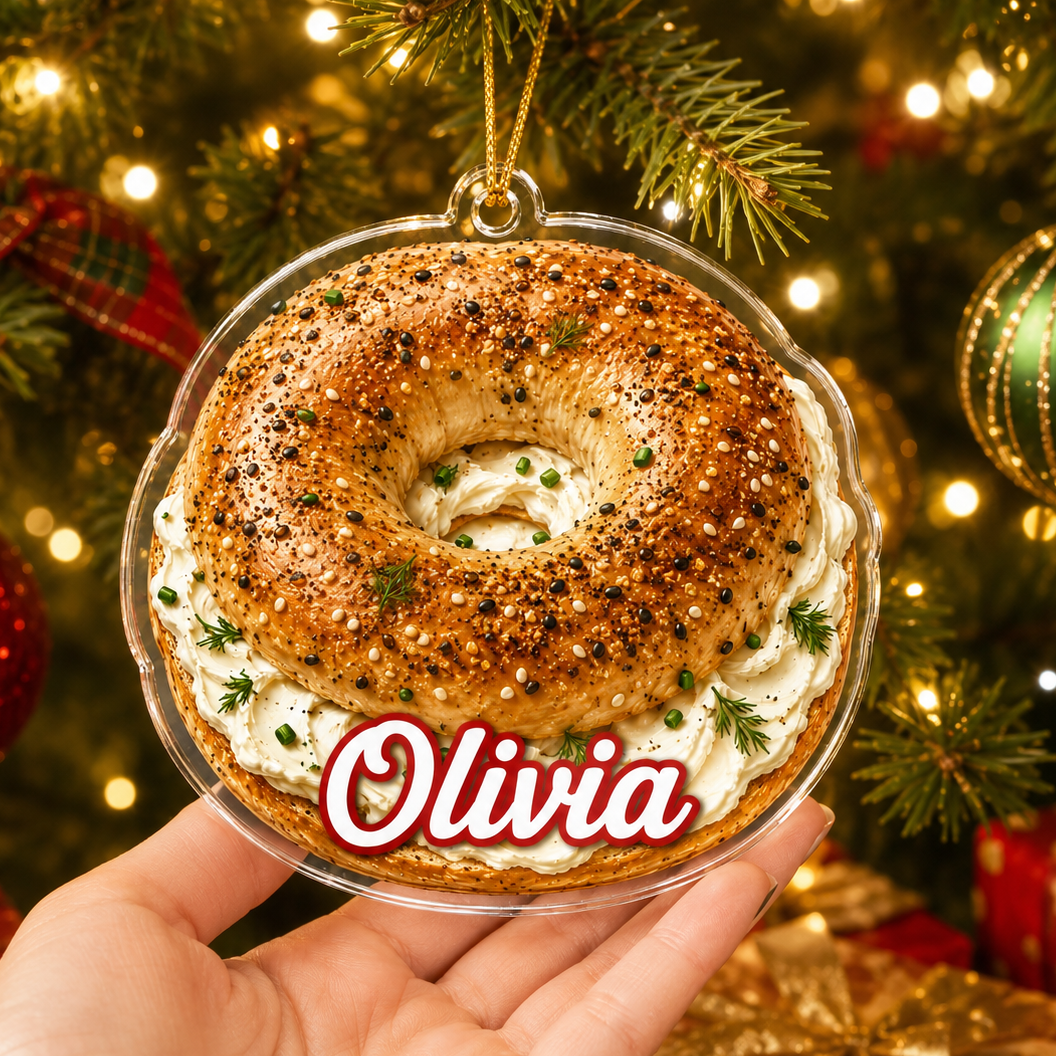 Breakfast Custom Name Bagel with Cream Cheese Acrylic