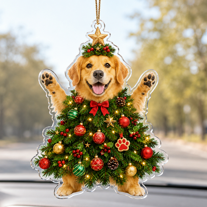 Dog Santa Tree Golden Retrieve