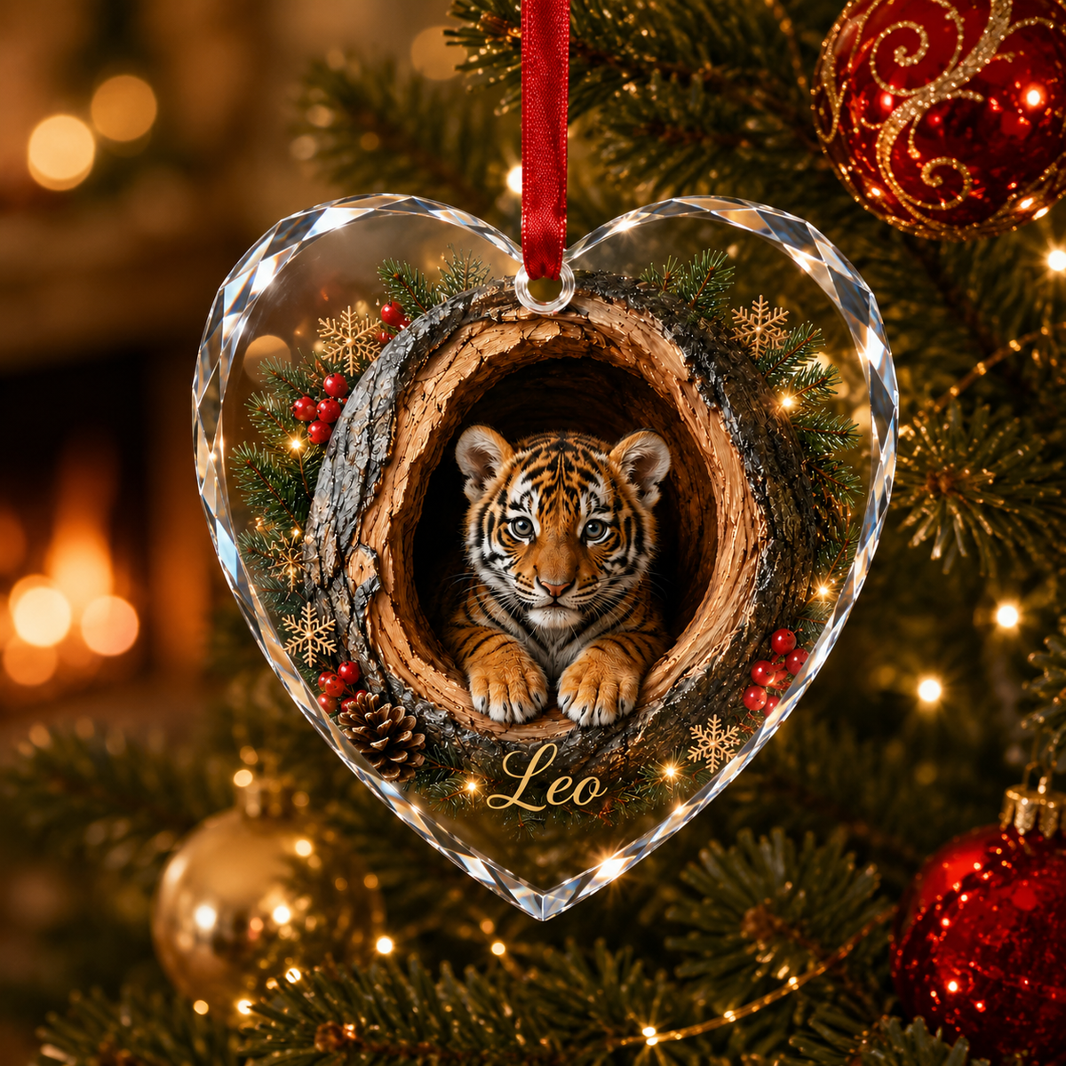 Animal Glass Ornament Tree Hollow Tiger