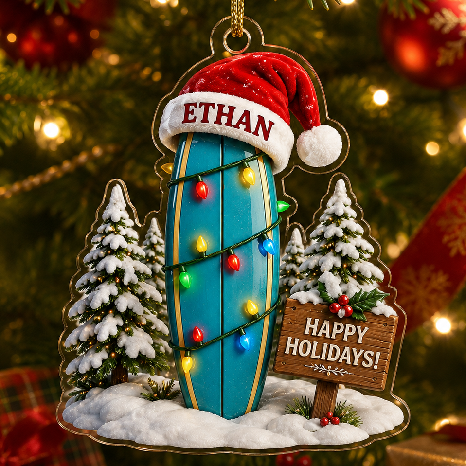 Surfing Personalize Acrylic Holiday Surf