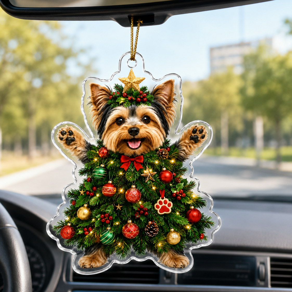 Dog Santa Tree Yorkshire Terrier