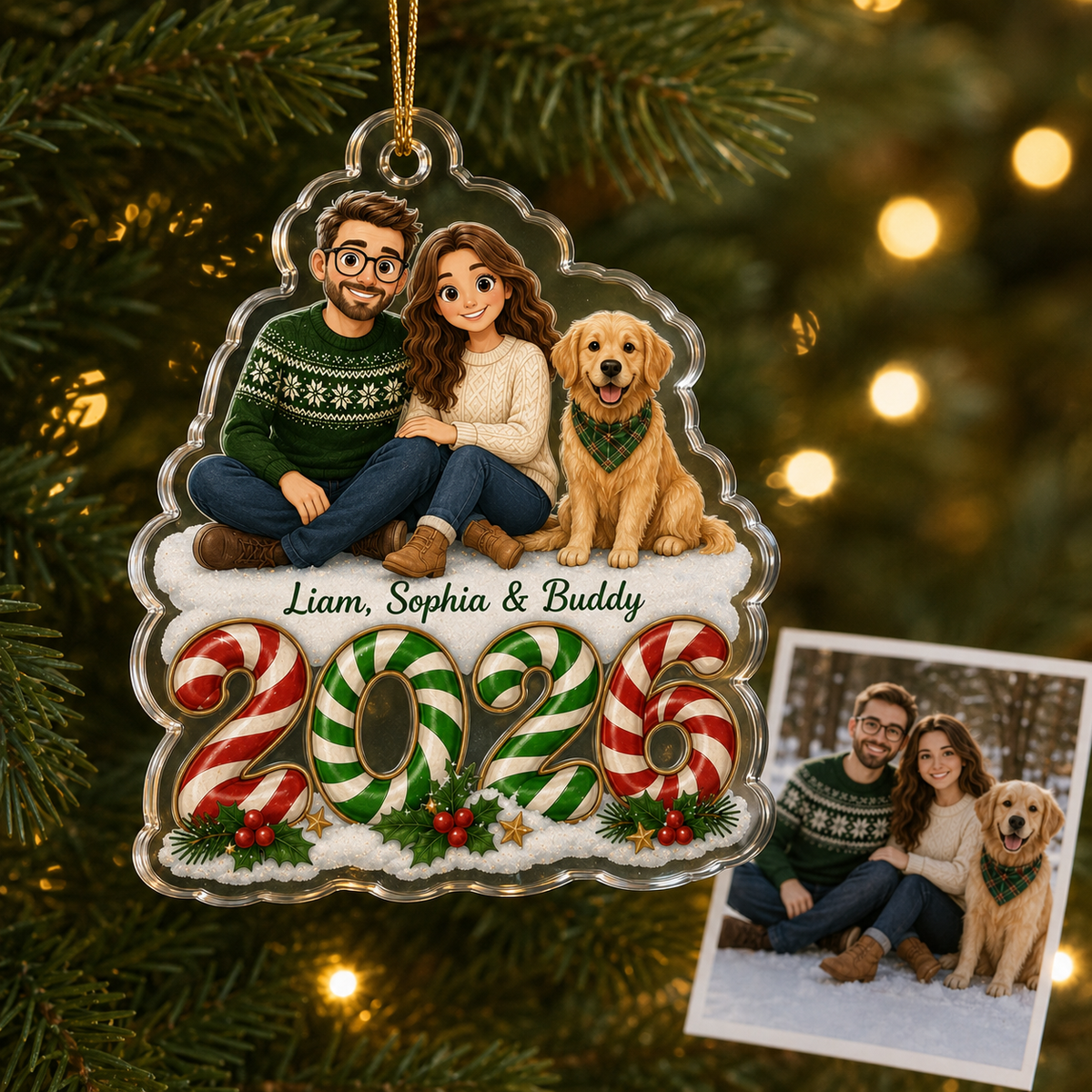 Family Memory Candy Cane