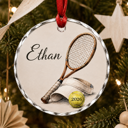 Sport Glass Ornament Tennis Gear