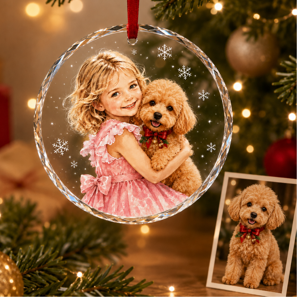 Custom Photo Dog Glass Dog With Baby Girl