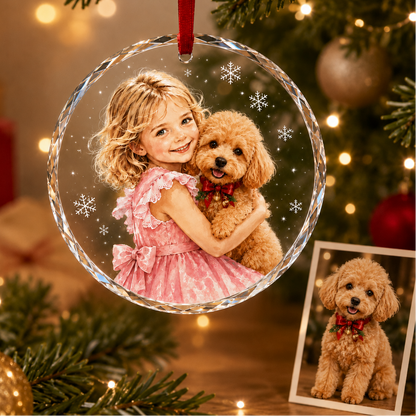 Custom Photo Dog Glass Dog With Baby Girl