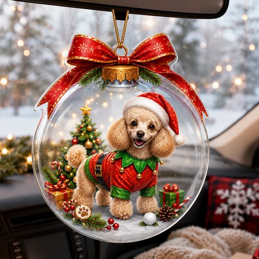 Dog Santa Bauble Ball Poodle