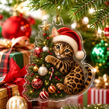 Cat With Christmas Tree Bengal
