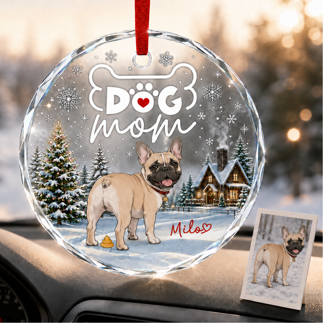 Custom Photo Dog Glass Dog In Christmas Village
