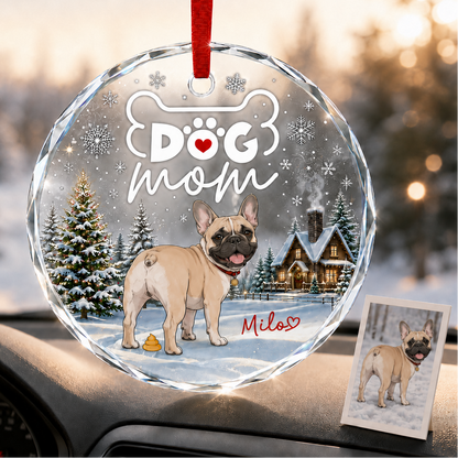 Custom Photo Dog Glass Dog In Christmas Village