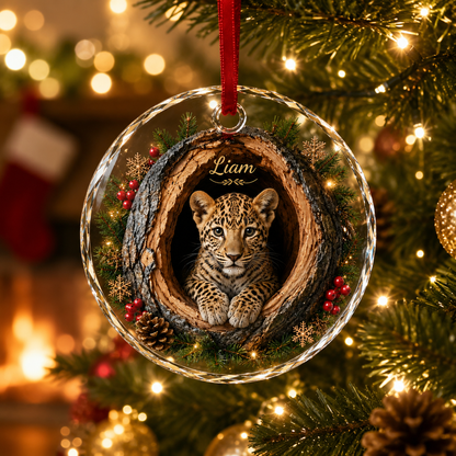 Animal Glass Ornament Tree Hollow Leopard