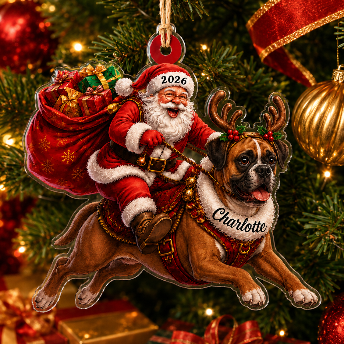 Santa Claus and Dog Boxer