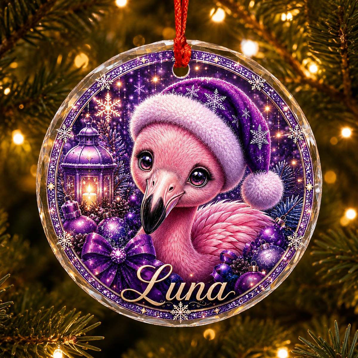 Purple Bird At Christmas Flamingo