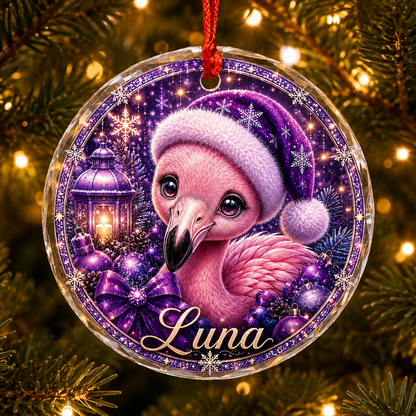 Purple Bird At Christmas Flamingo
