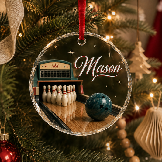 Sports Glass Ornament Bowling