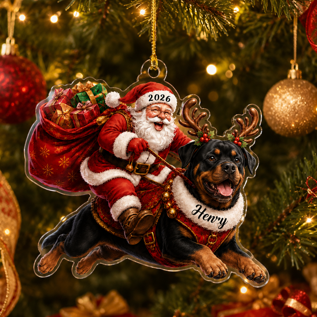 Santa Claus and Dog Rottweiler