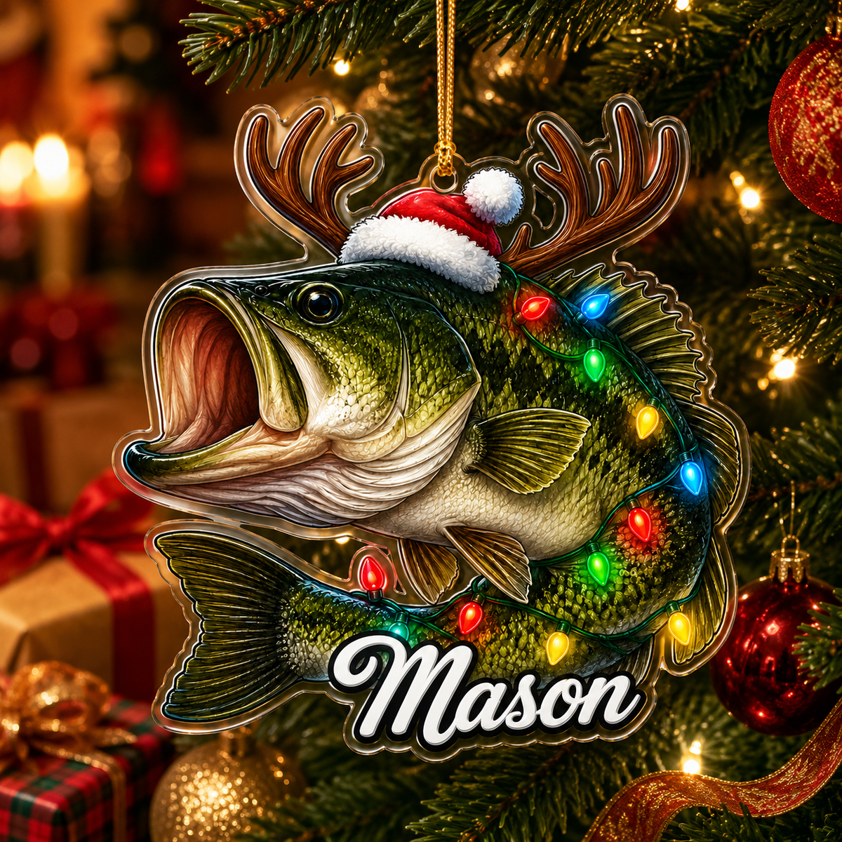 Fishing Christmas Lights Largemouth Bass Acrylic