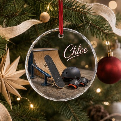 Sports Glass Ornament Skateboarding