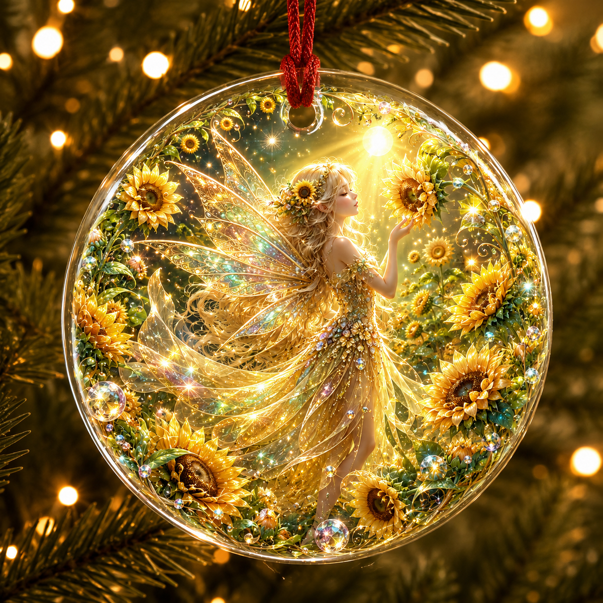 Fairy Glass Ornament Sunflower Fairy