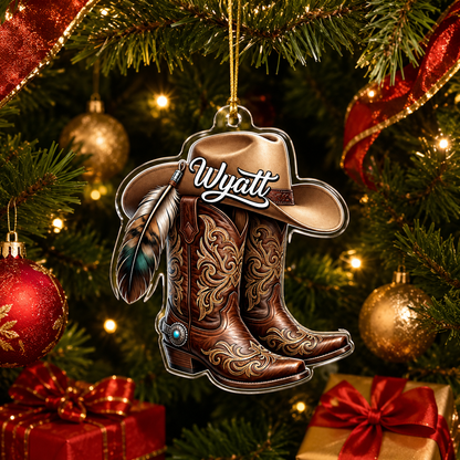 Personalized Boots Feather Cowboy Acrylic