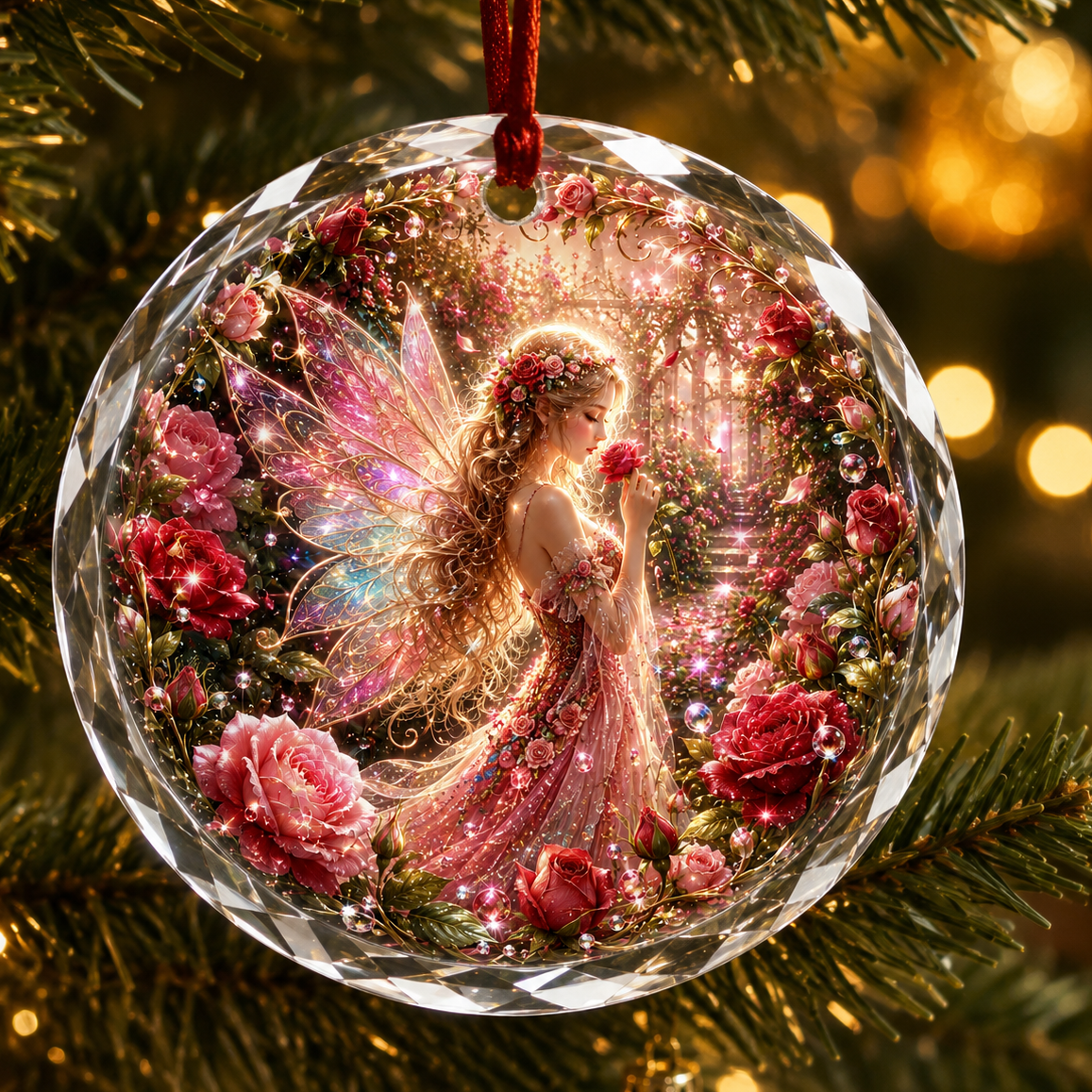 Fairy Glass Ornament Rose Garden Fairy