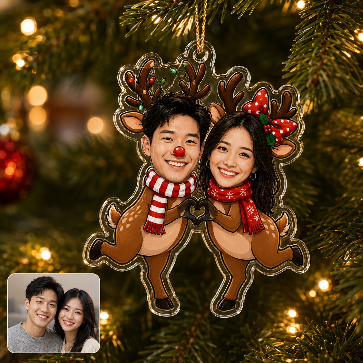 Custome Photo Couple Reindeer