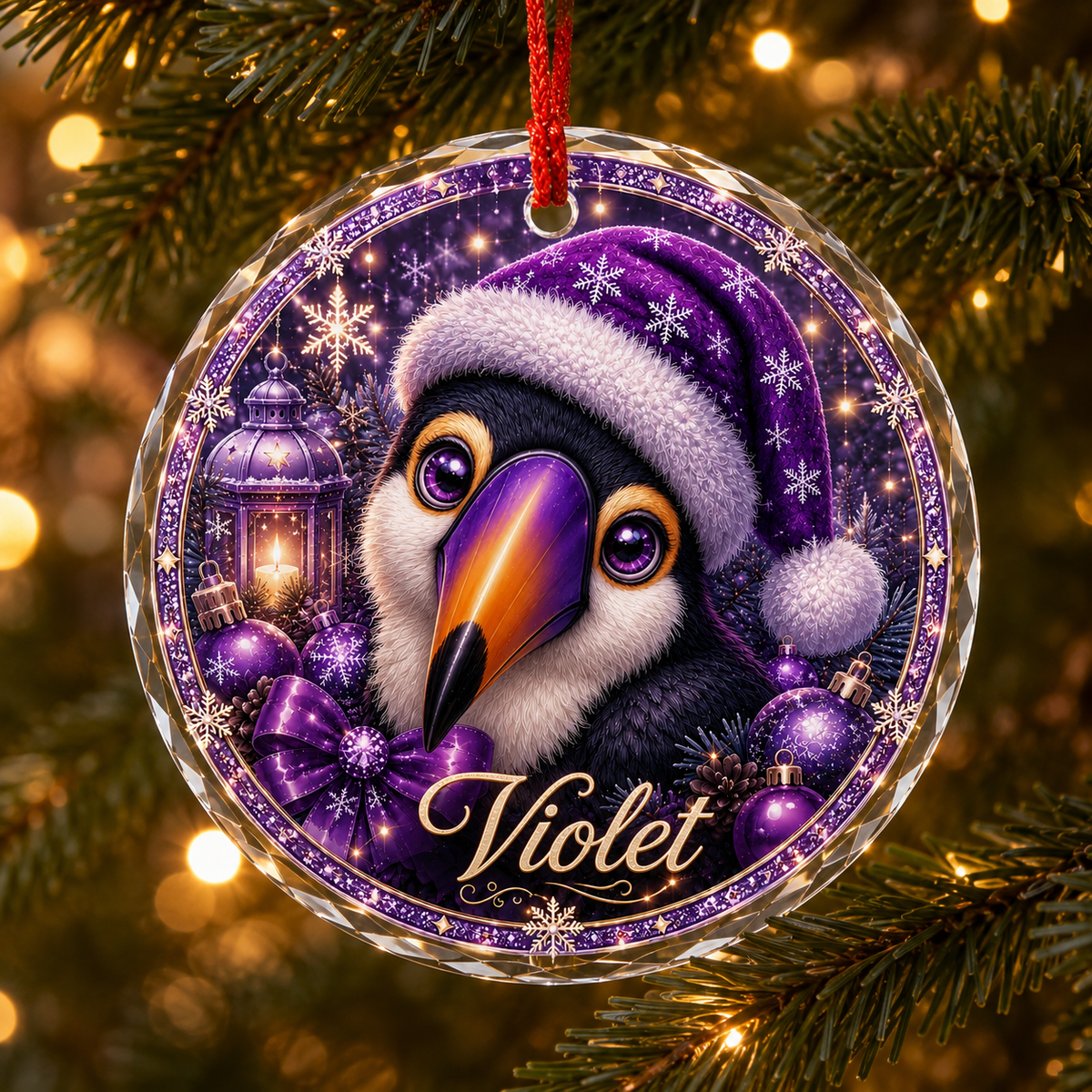 Purple Bird At Christmas Toucan