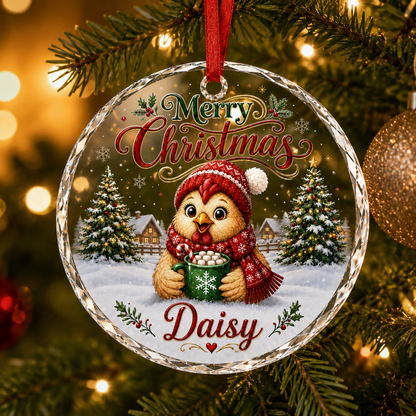 Christmas Glass Animal Chicken