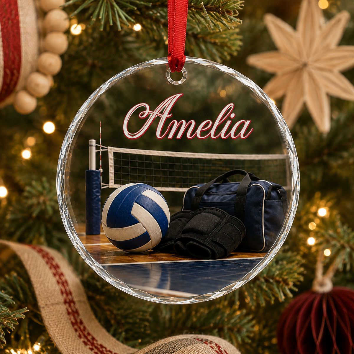 Sports Glass Ornament Volleyball