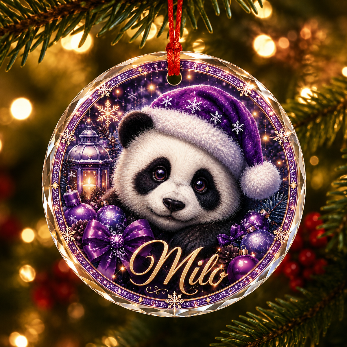 Purple Animal At Christmas Panda