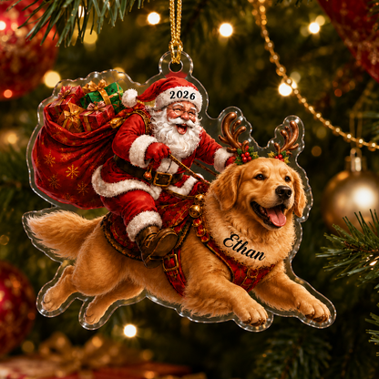 Santa Claus and Dog Golden Retriever