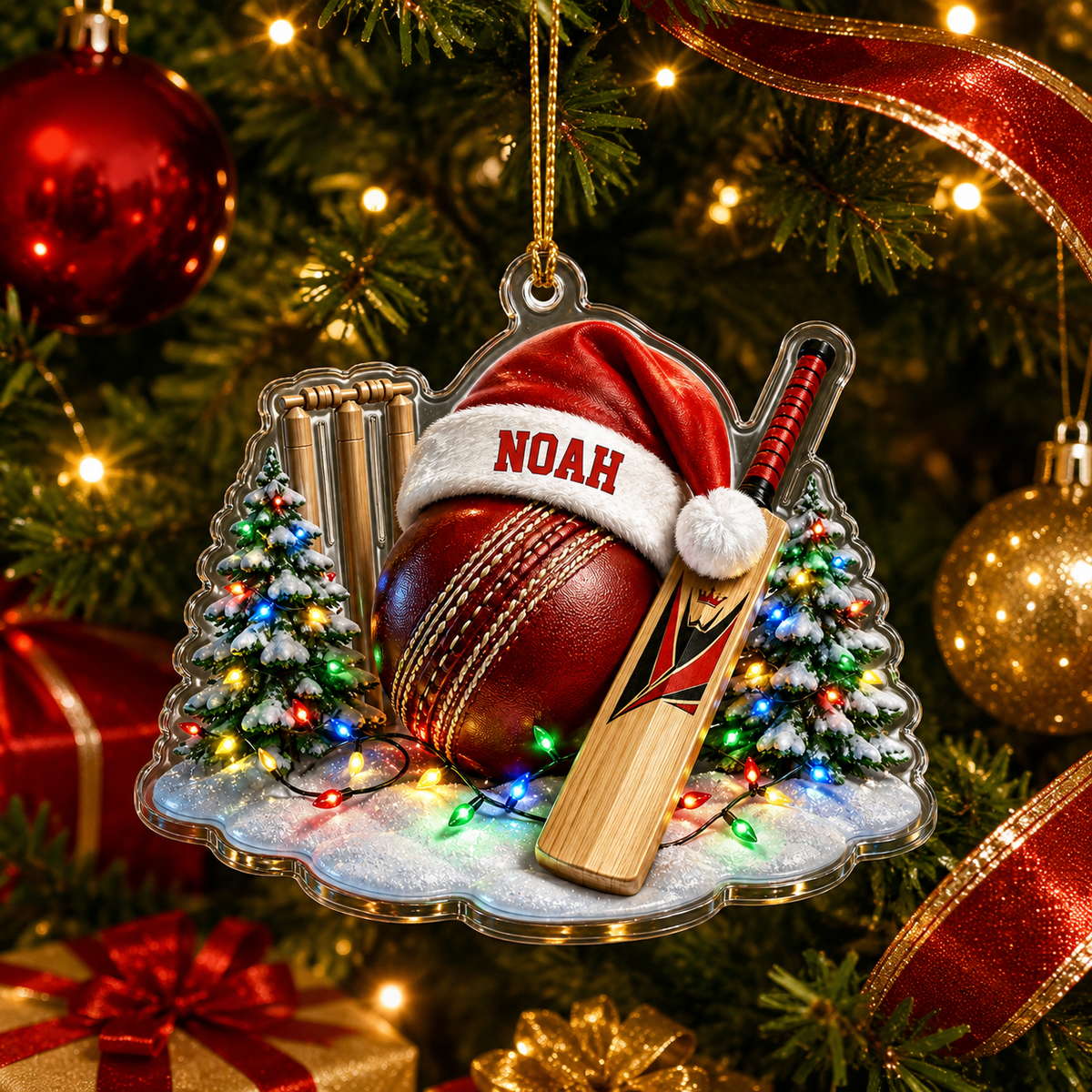 Custom Sports Christmas Acrylic - Cricket