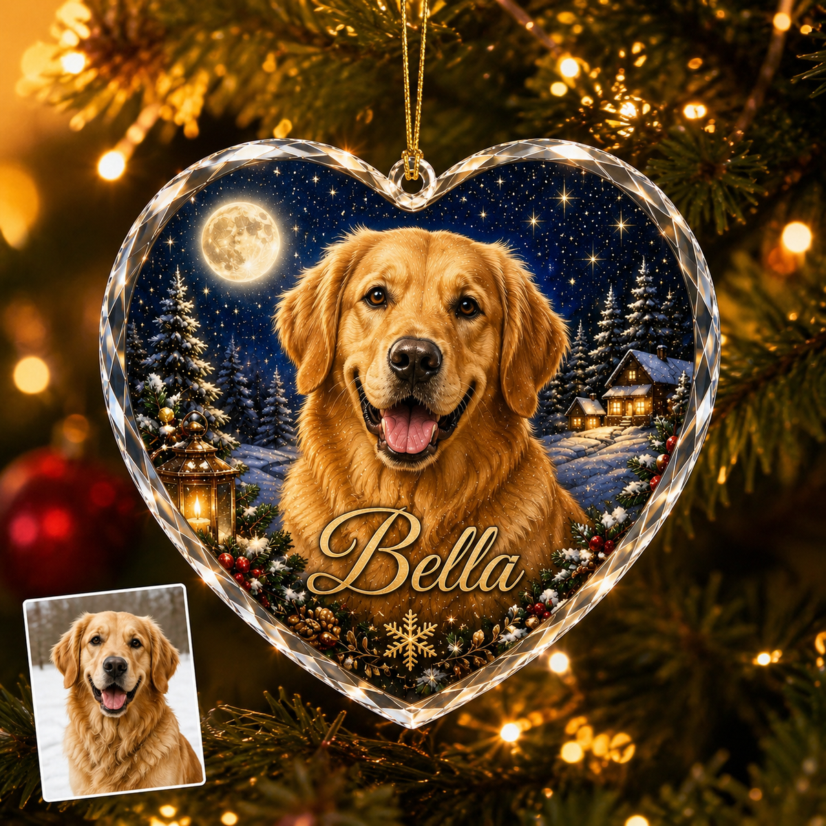 Custom Photo Dog Glass At Christmas Village
